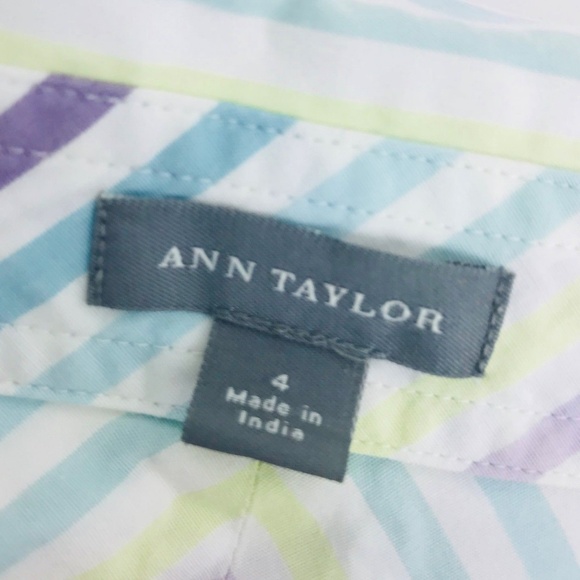 Ann Taylor Women's Sz 4 Stripe Shirt Purple White - Picture 6 of 7